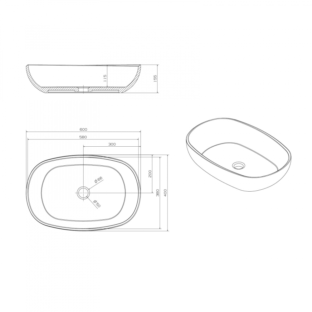 Раковина накладная прозрачная ABBER Kristall AT2805Emerald зеленая - 4