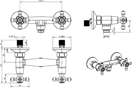 Смеситель для душа Boheme Royal Cristal хром с черными кристаллами Preciosa 274-Royal/CRST black - 1