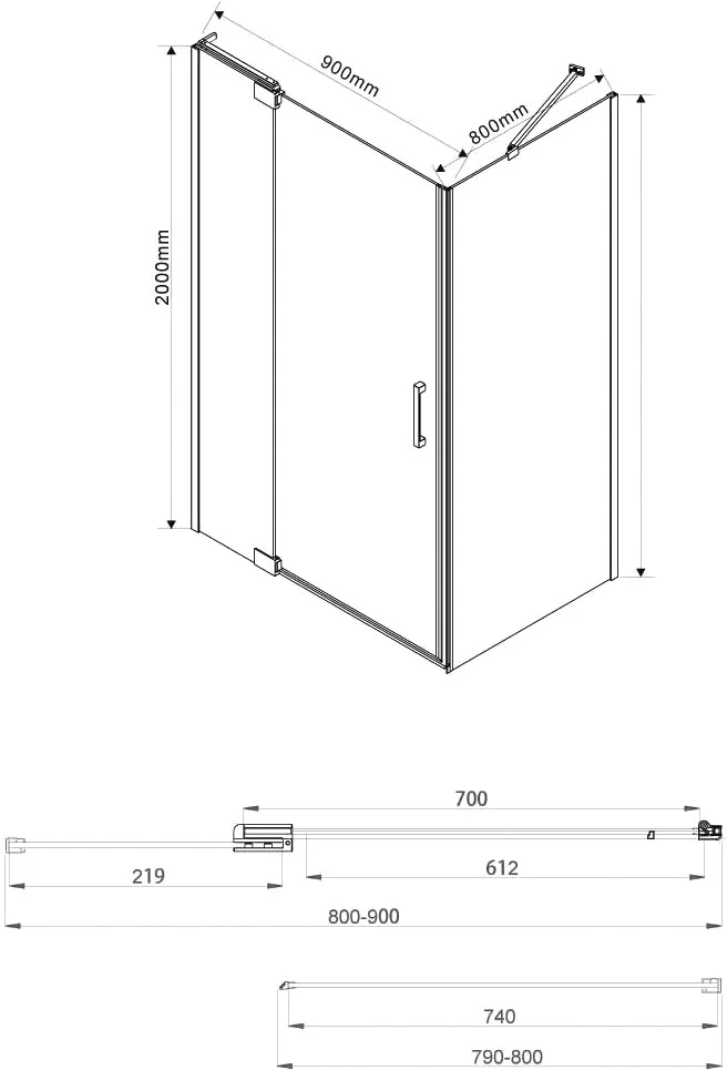 Душевой уголок Vincea Extra 90х80 профиль черный стекло прозрачное VSR-1E809080CLB - 1