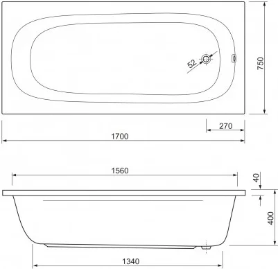 Акриловая ванна Cezares Piave 170х75  PIAVE-170-75-42-W37 - 2
