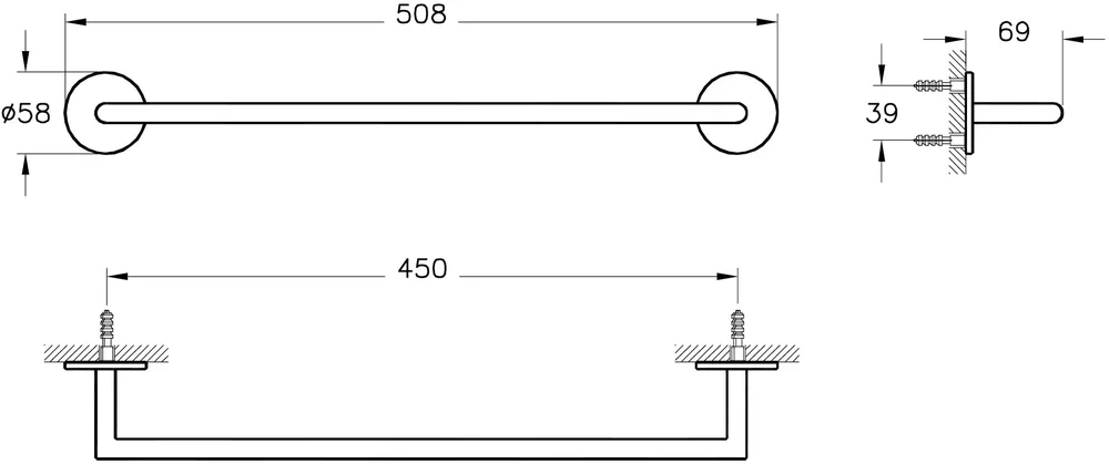 Полотенцедержатель VitrA Origin черный матовый A4488636 - 1