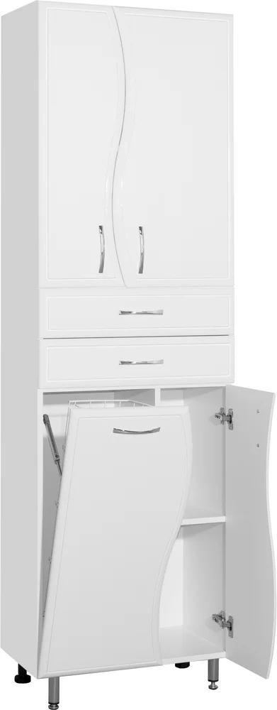 Шкаф-пенал Style Line Эко Волна 60 с бельевой корзиной белый ЛС-000010047 - 2