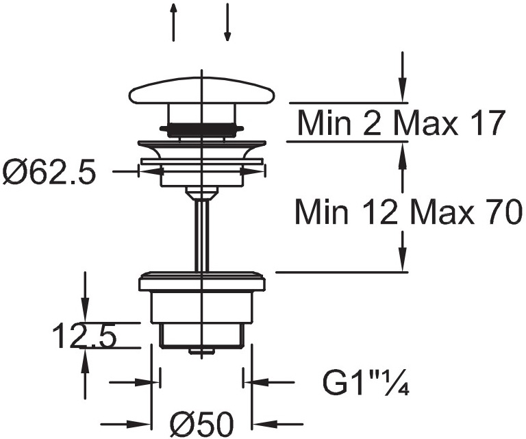 Донный клапан для раковины Jacob Delafon E78262-00 - 1