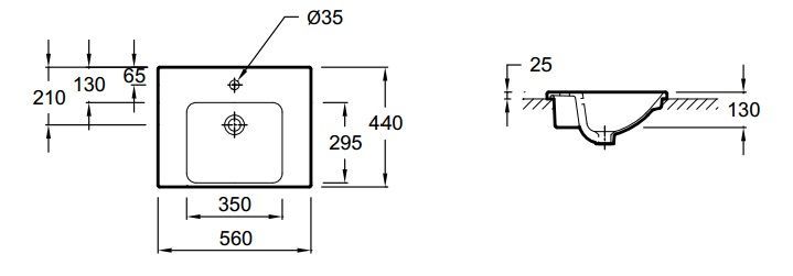 Раковина Jacob Delafon Odeon Up E4756 56 см E4756-00 - 1