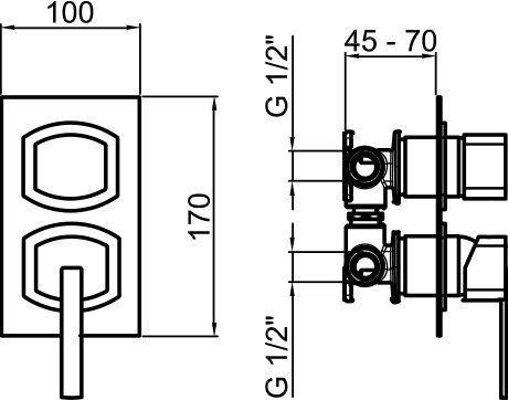 Смеситель Webert Azeta New AA860101015 С ВНУТРЕННЕЙ ЧАСТЬЮ, для ванны с душем - 1