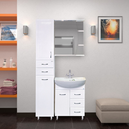 Тумба с раковиной Misty Уют 60 белая глянцевая ИП000000162 - 1