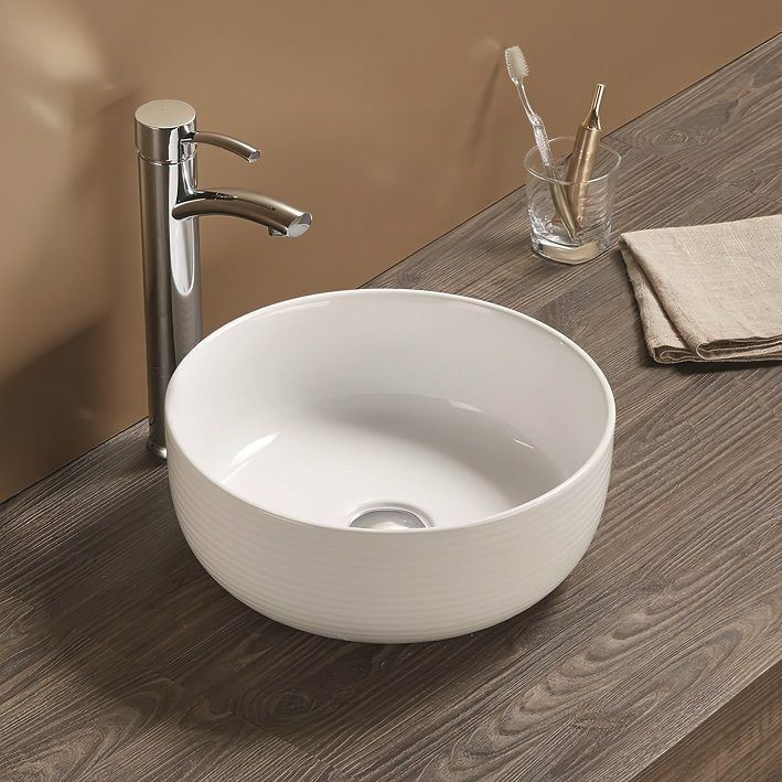 Раковина керамическая накладная AM-102, цвет белый, 358x358x137 - 0