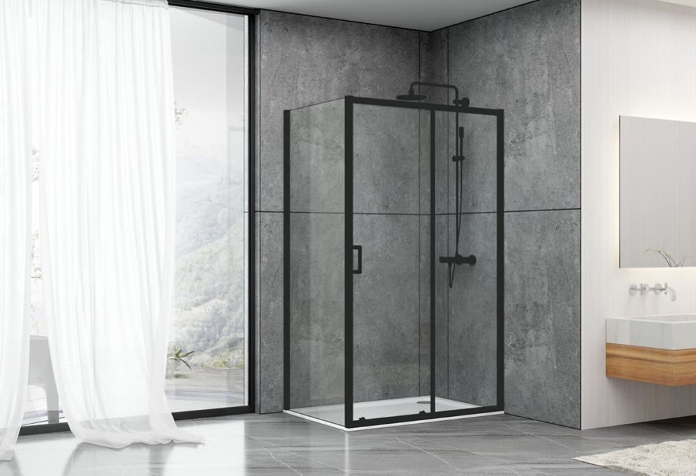 Душевой уголок ABBER Schwarzer Diamant 100х100 профиль черный  AG30100B-S100B-S100B - 1