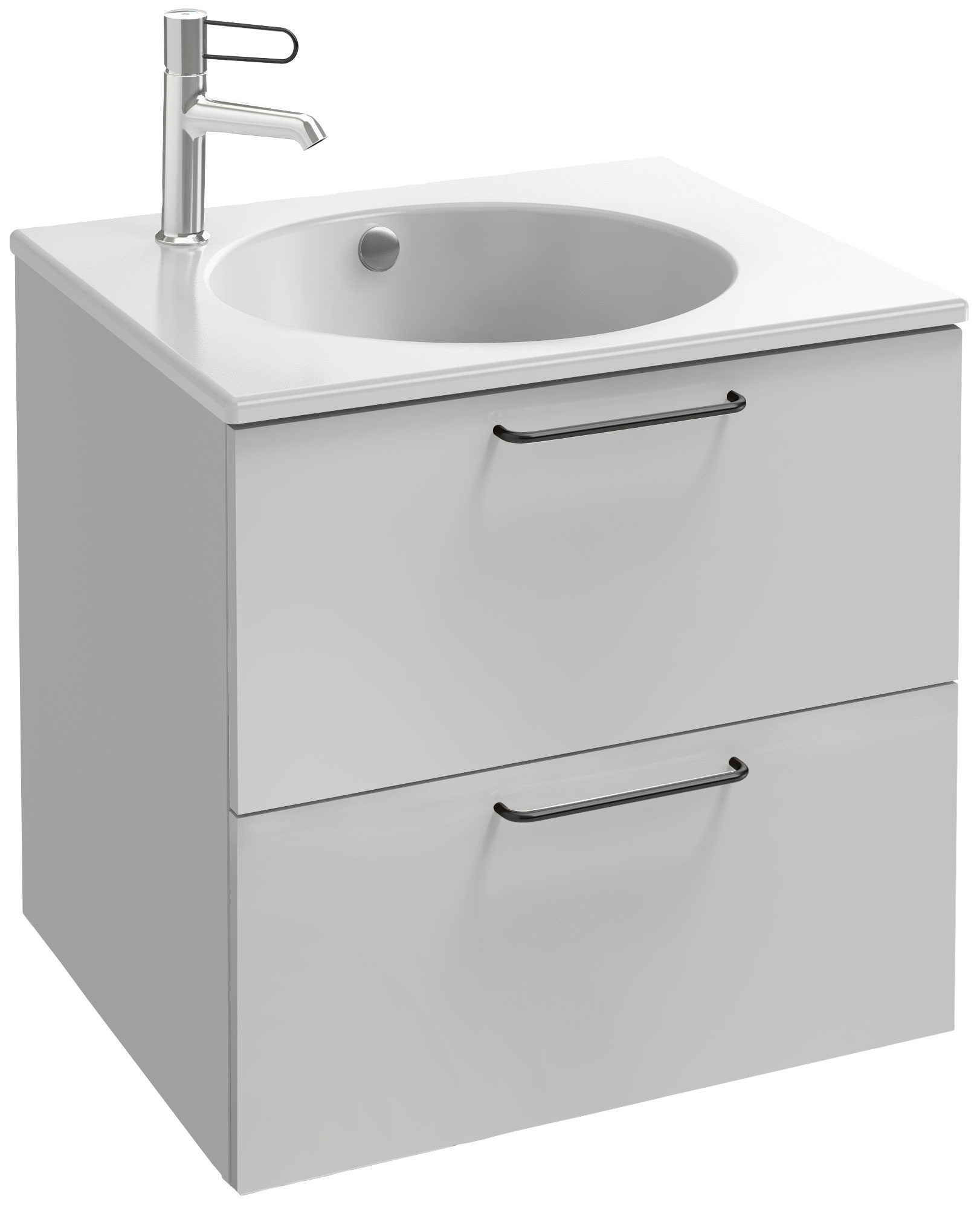 Тумба для комплекта Jacob Delafon Odeon Rive Gauche 60 белая, 2 ящика, ручки черные EB2520-R9-N18 - 0