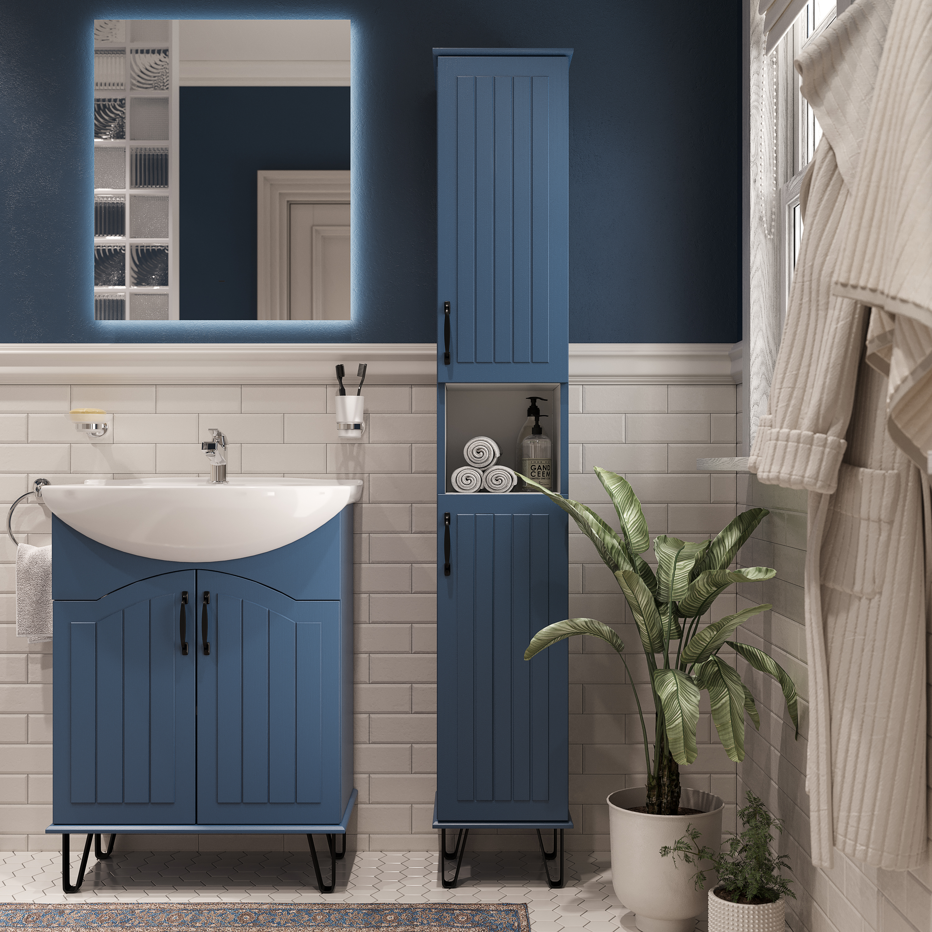 Шкаф-пенал DIWO Сочи 30, синий 00-00001268 - 0