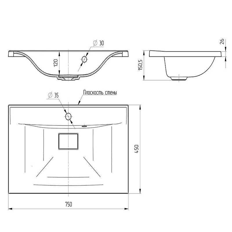 Мебельная раковина Vincea 75 белая матовая VCB-3M750W - 2