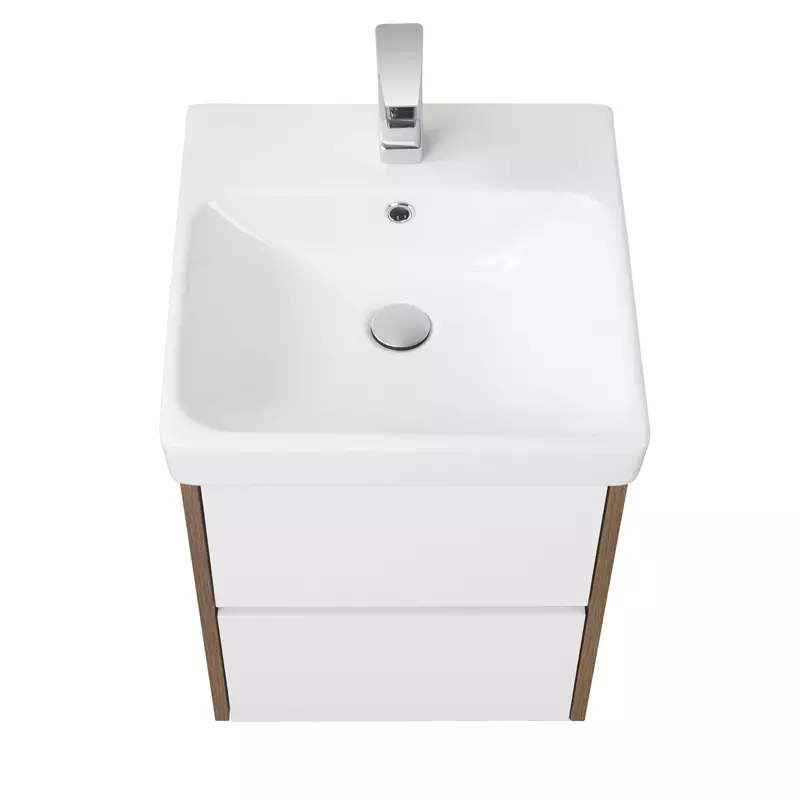 Тумба с раковиной Aquaton Сканди 45 белый - светлое дерево 1A2516K0SDZ90 - 1