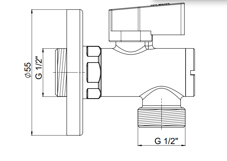 Запорный вентиль GPD угловой хром FKM01-2 - 1