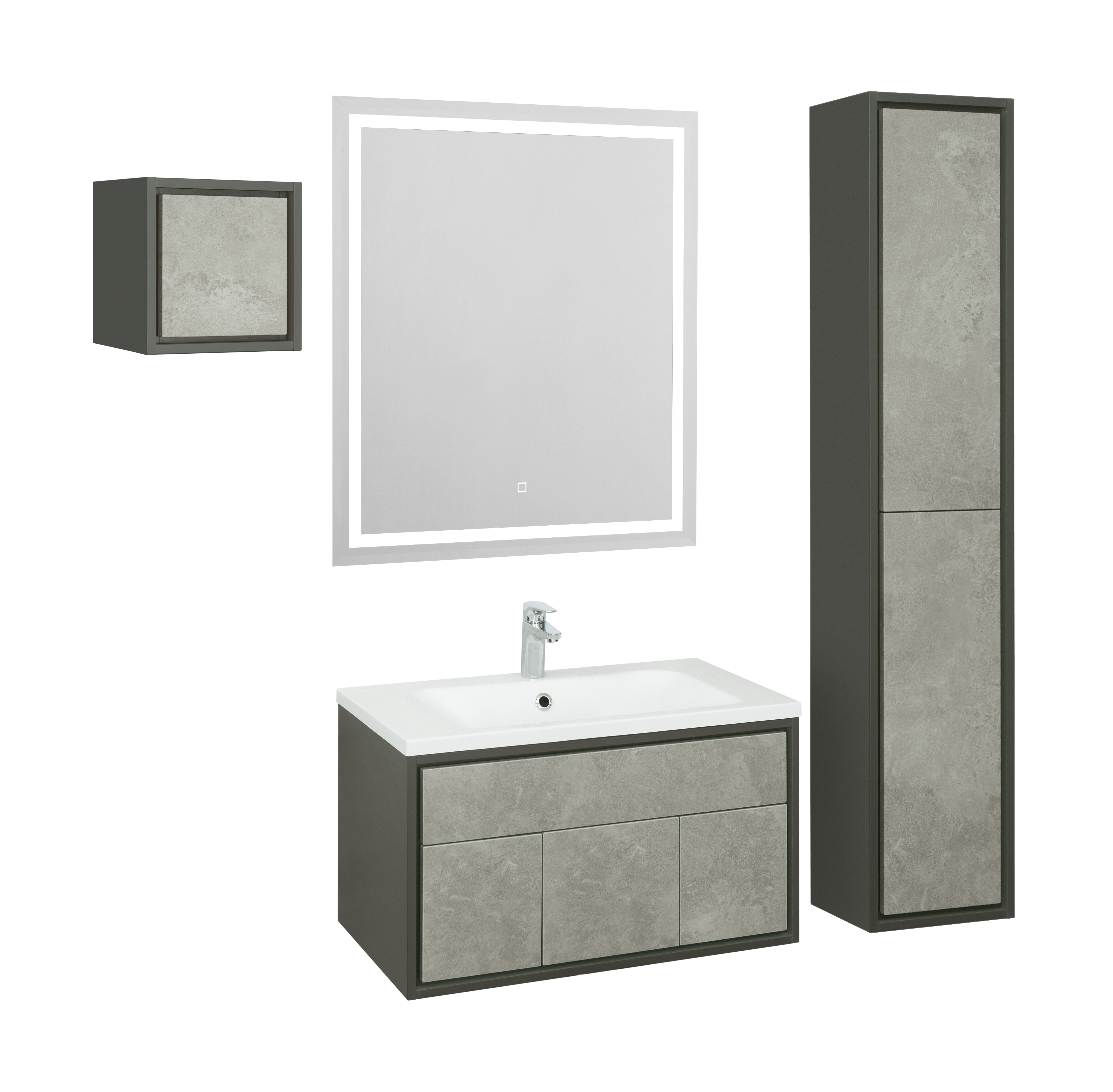 Тумба с раковиной Aquaton Уэльс 80 серый-черный матовый 1A2679K1WA6A0 - 4