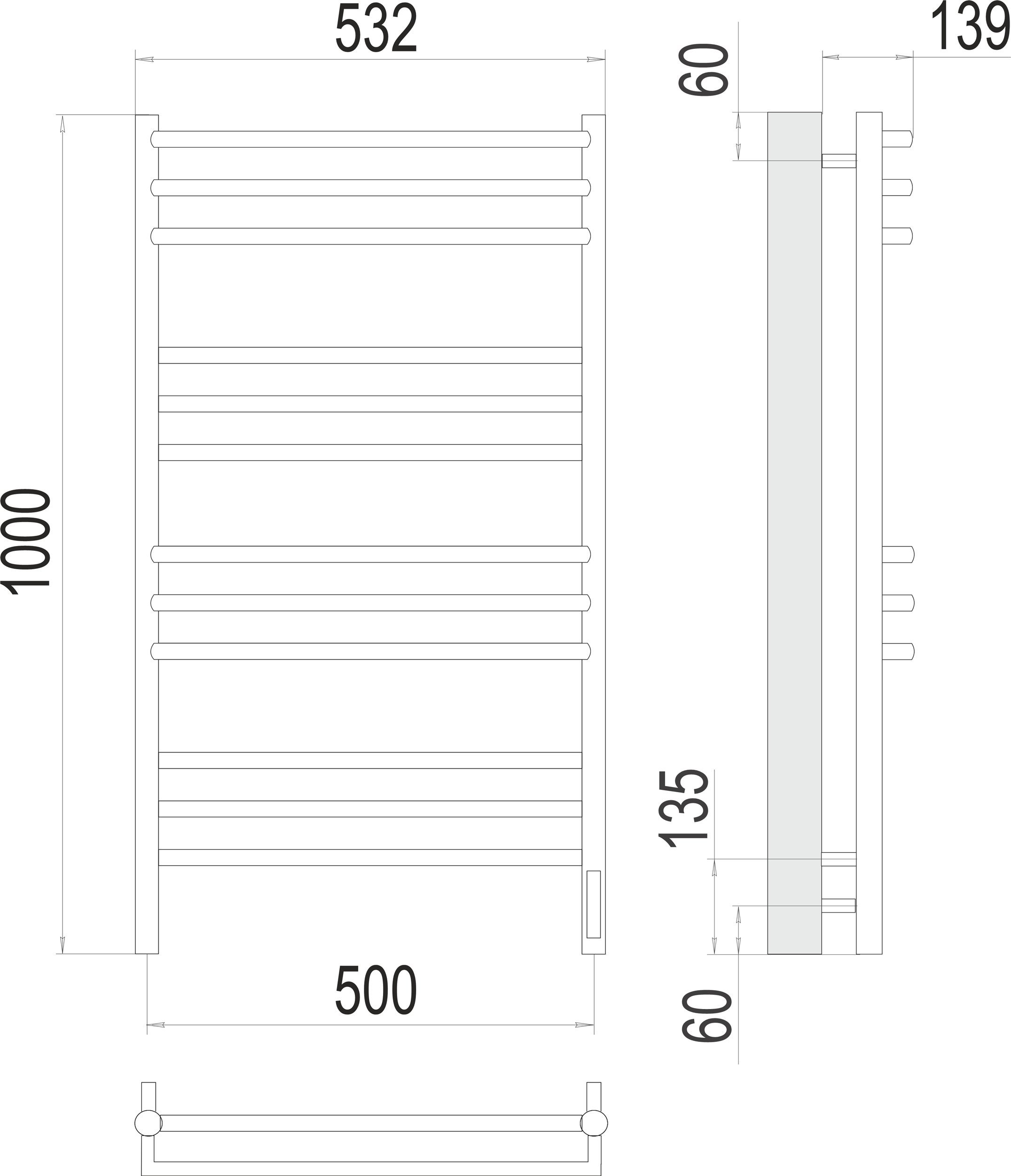 Электрический полотенцесушитель Terminus Прато П12 500х1000 Хром 4670078527134 - 2