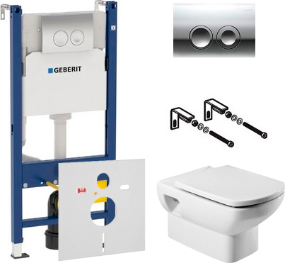 Комплект Инсталляция Geberit Duofix Delta 3 в 1 с кнопкой хром + Унитаз Roca Dama Senso + Шумоизоляция - 0