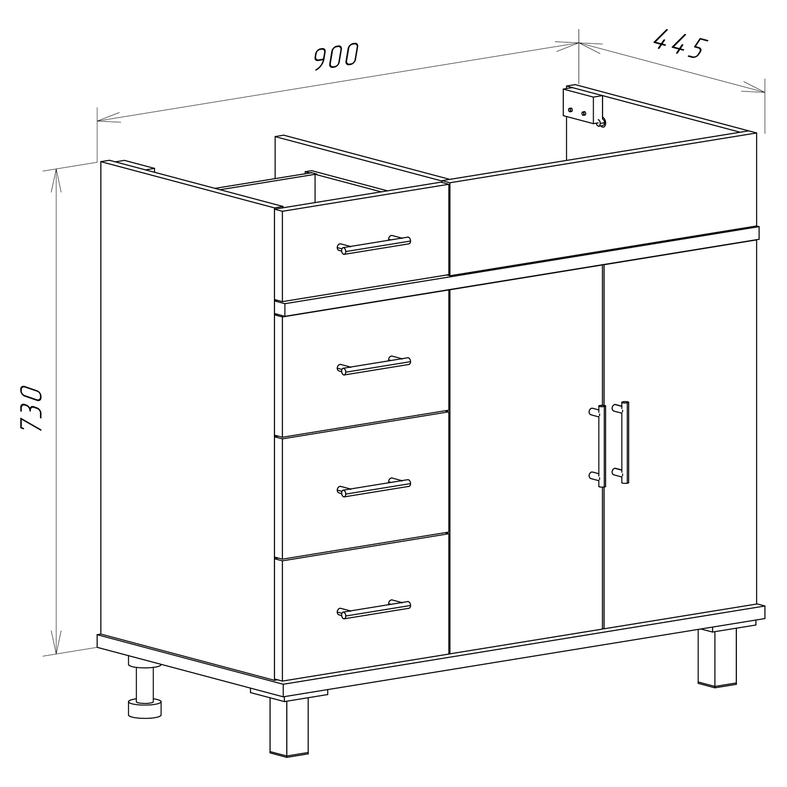 Тумба под раковину Misty Купер 90 правая белая глянцевая П-Куп01090-0124ЯП - 5