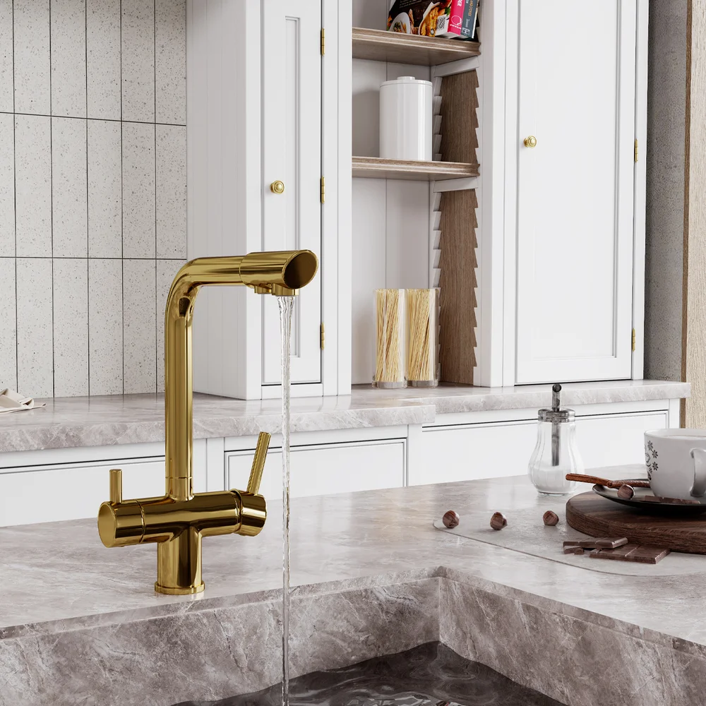 Смеситель для кухни Wasserkraft золото A8377 - 11