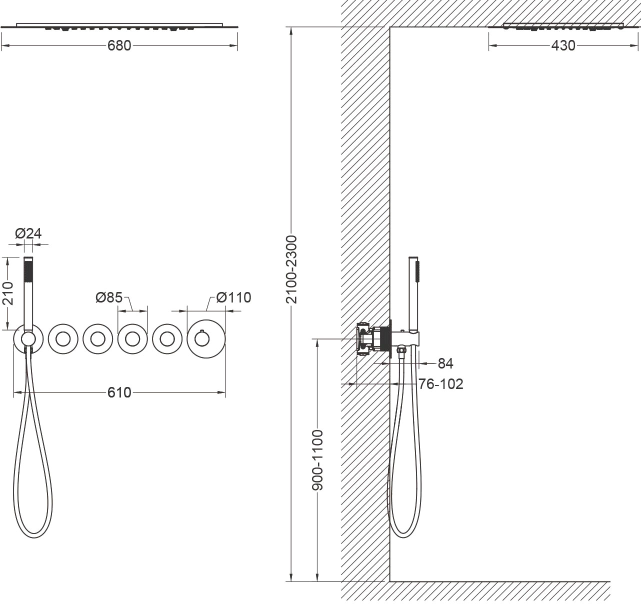 Душевой комплект Timo Saona SX-2319/18SM с термостатом, черное золото - 1