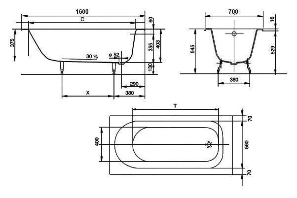 Чугунная ванна Jacob Delafon Soissons 160x70 см  E2931-00 - 5