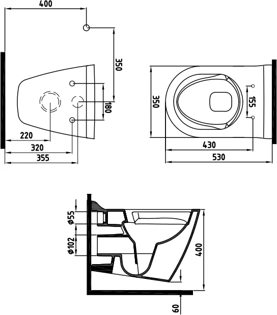 Унитаз подвесной Bien Mineral со смесителем функцией биде сиденьем микролифт белый  MNKA052N1VE0W5000 - 2