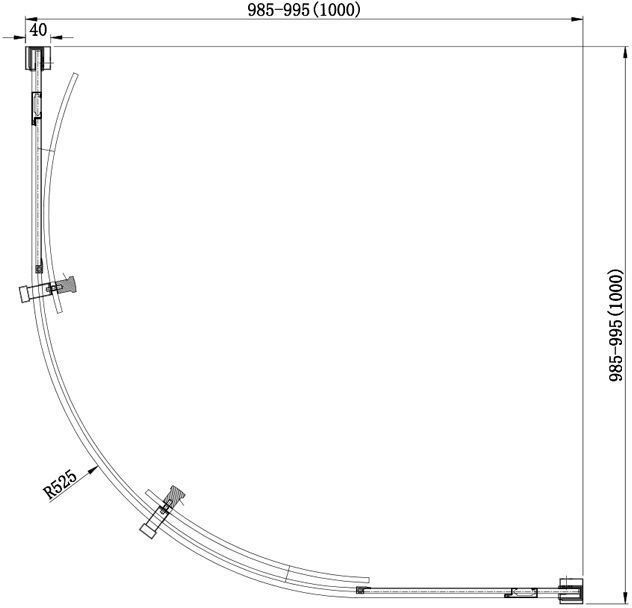 NPE2142 Душевая шторка DELTA ( 900 х 900 х2000 ) нержавеющая сталь стекло прозр 8 мм(R550)  202312 - 8