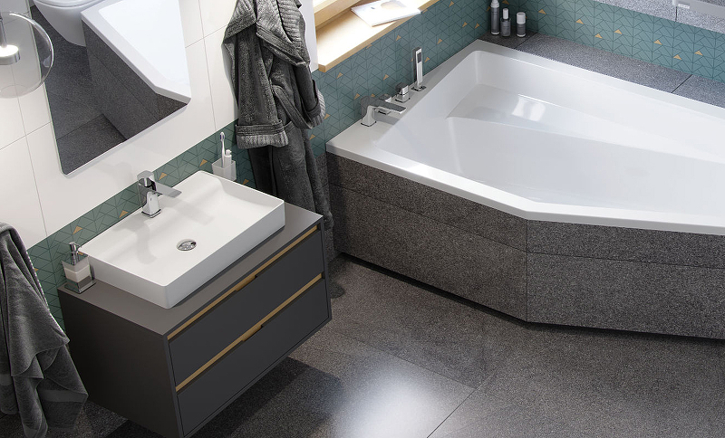 Тумба под накладную раковину Excellent Tuto 80 серый - светлое дерево  MLEX.0104.800.GRBL - 1