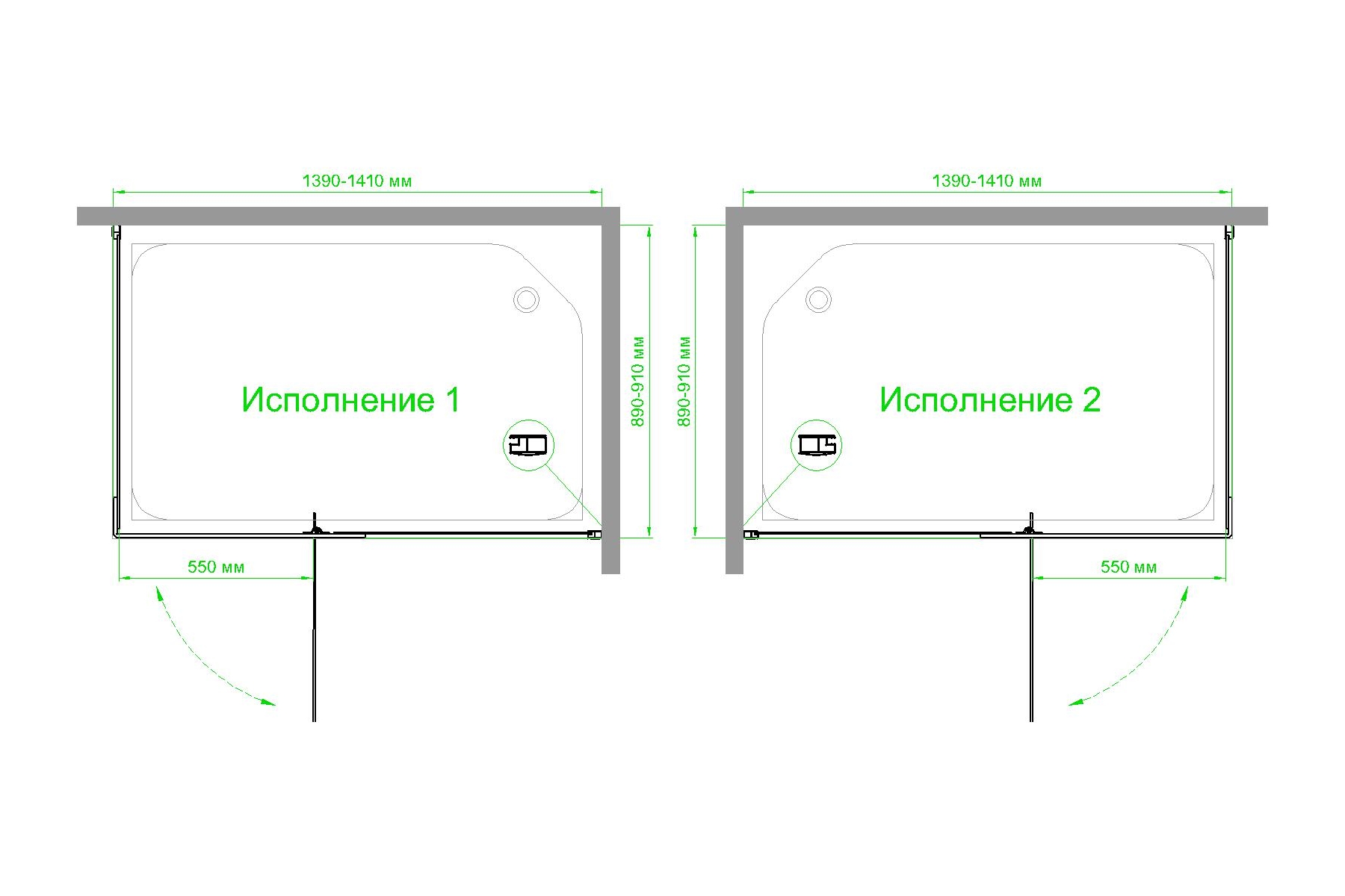 Душевой уголок Royal Bath HPVD 140х90 профиль черный стекло прозрачное RB9140HPVD-T-BL - 3