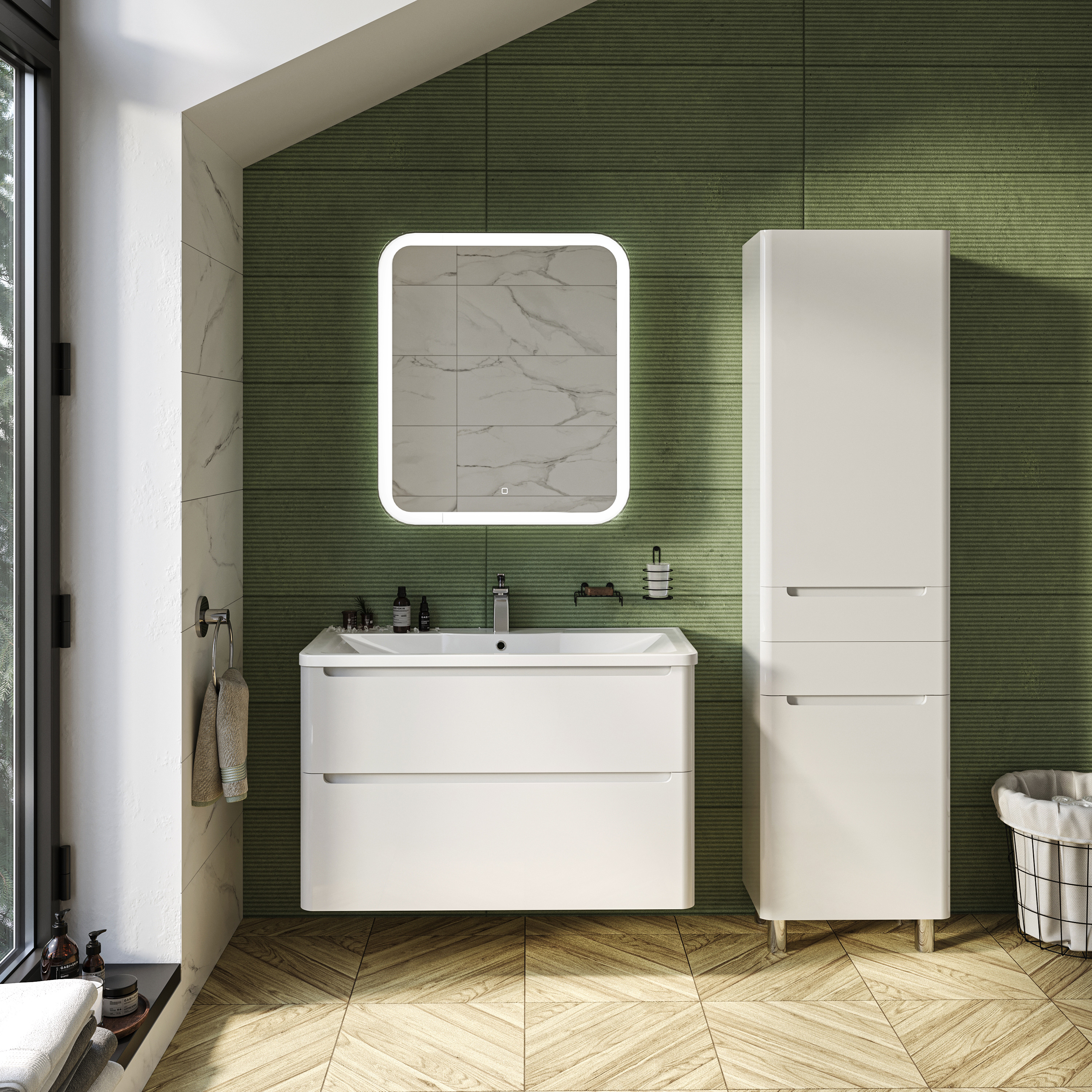 Тумба с раковиной STWORKI Монтре 100 белая 555337 - 1