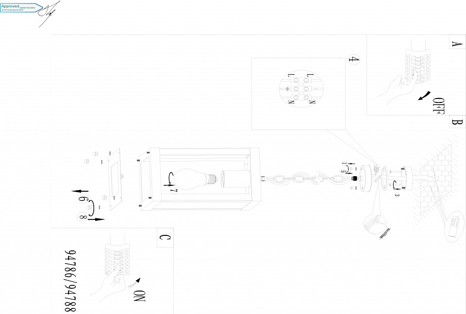 Уличный подвесной светильник Eglo Alamonte 1 94788 - 2