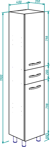 Шкаф-пенал Bellezza Анкона 40 R с бельевой корзиной 4629605101019 - 2