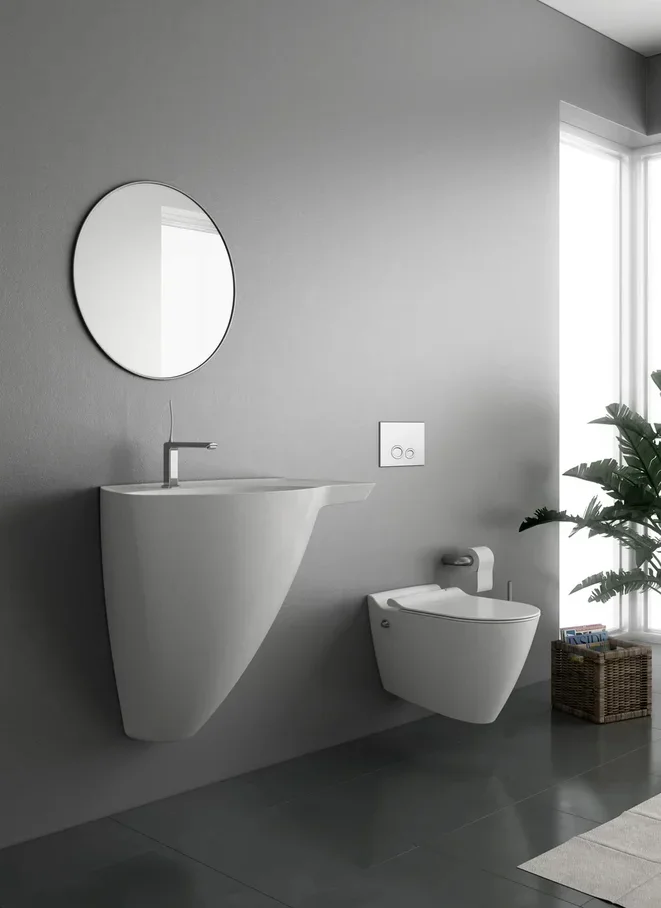 Унитаз подвесной Bien Mineral со смесителем функцией биде сиденьем микролифт белый  MNKA052N1VE0W5000 - 1