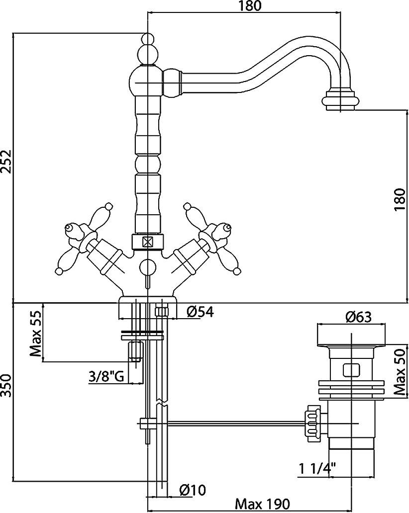 Смеситель Cezares Nostalgia LS2 02 для раковины NOSTALGIA-LS2-02 - 2
