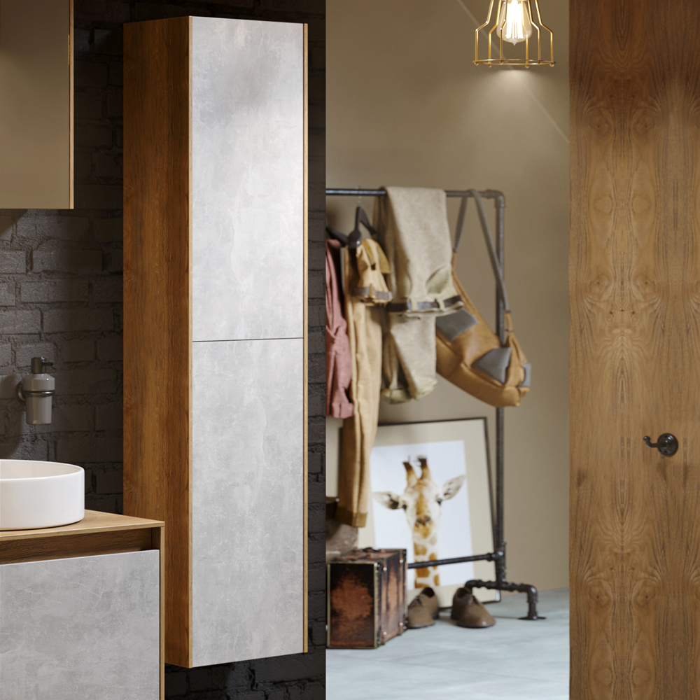 Шкаф-пенал Aqwella 5 stars Mobi 35 дуб балтийский, бетон светлый - 1