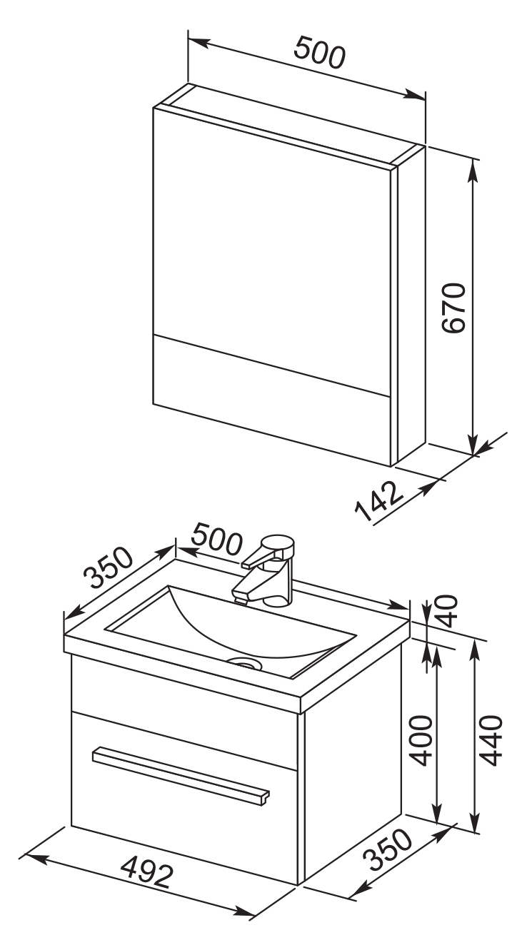 Зеркало-шкаф Aquanet Нота 50 камерино венге 00172682 - 18
