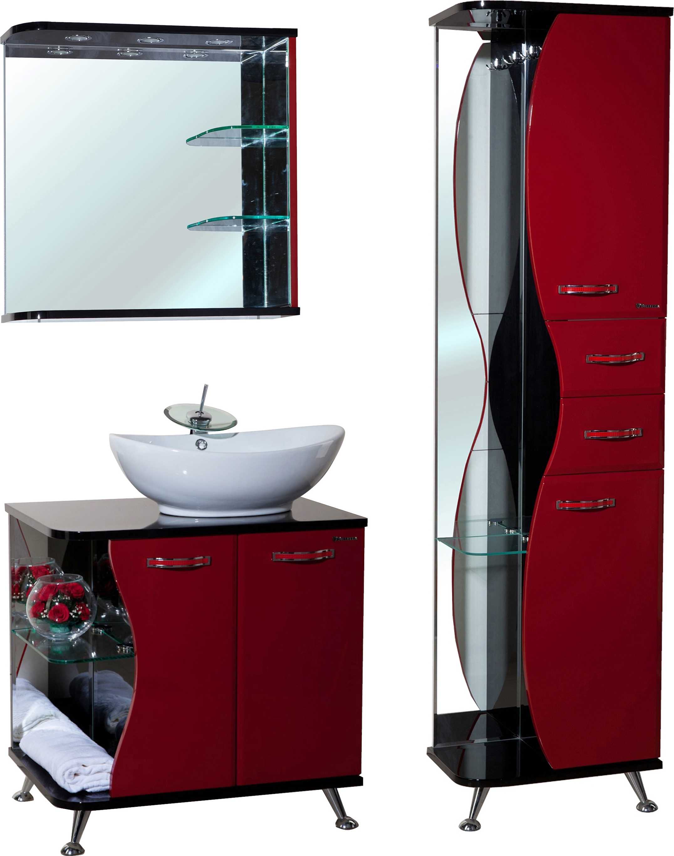 Зеркало Bellezza Рио 70 R красное с черным 4613611061214 - 1