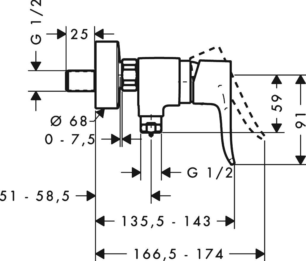 Смеситель Hansgrohe Metris 31680000 для душа - 2
