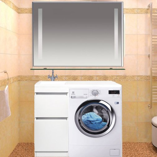 Тумба с раковиной Style Line Даллас 100 Люкс Plus напольная, белая - 0