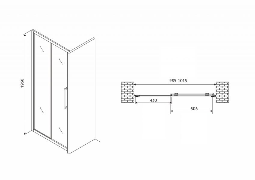 Душевая дверь ABBER Schwarzer Diamant 100 профиль хром  AG30100H - 4