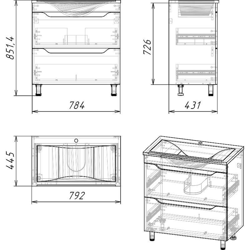 Тумба под раковину Stella Polar Абигель 80 серый SP-00001130 - 1