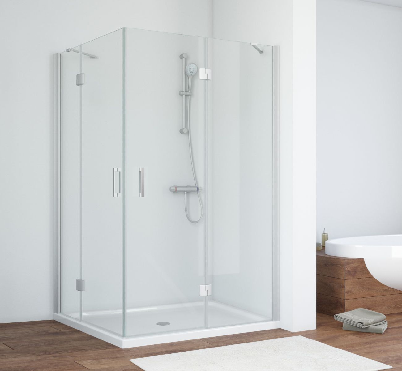 Душевой уголок Vegas Glass AFA-F 110*100 07 01 R профиль матовый хром, стекло прозрачное - 1