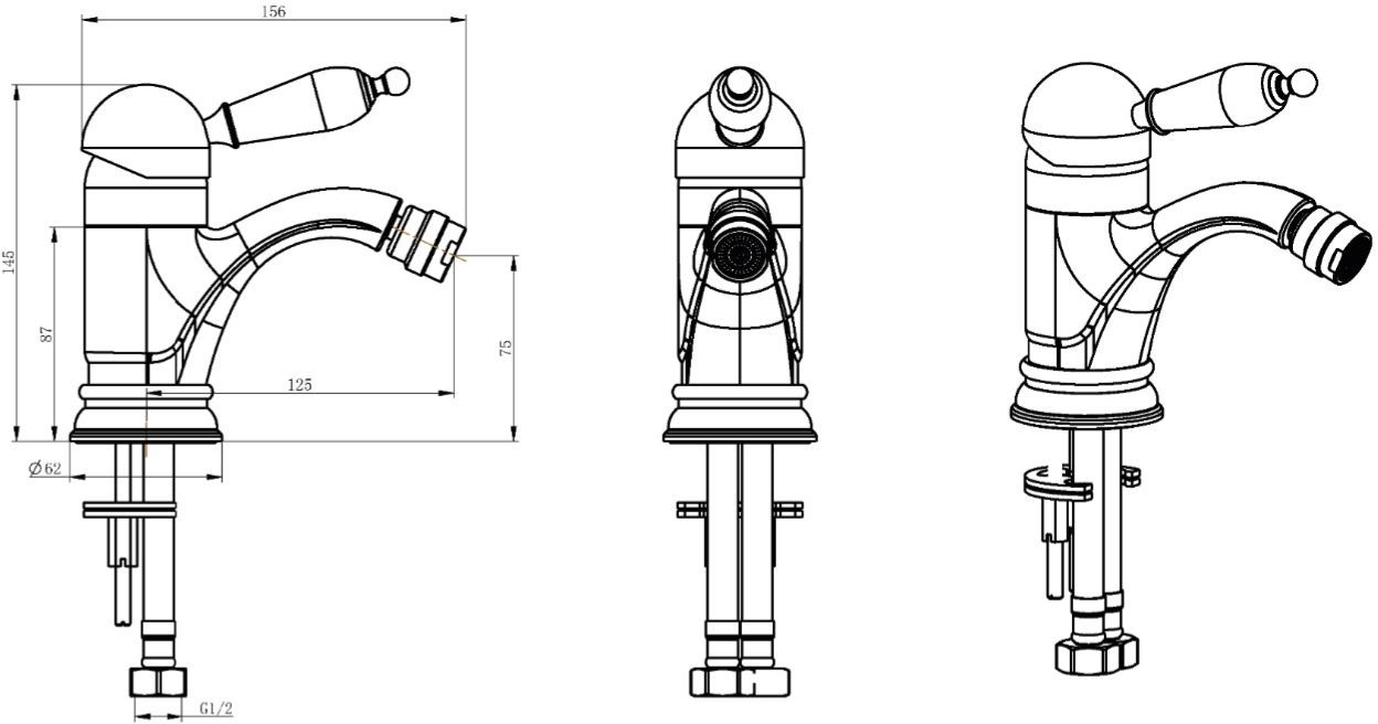 Смеситель Boheme Crystal 286-CRST для биде - 1