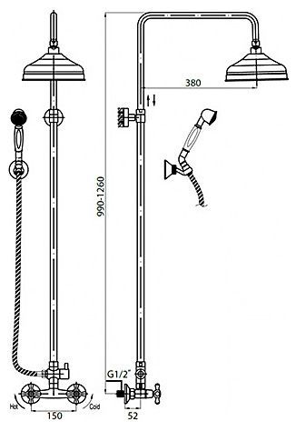 Душевая стойка Cezares Retro CD 01 RETRO-C-CD-01 - 1