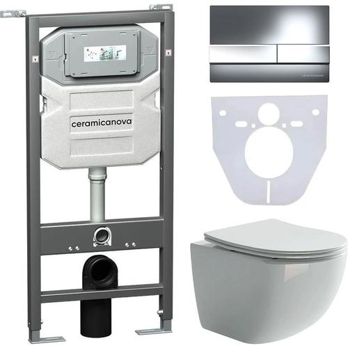 Комплект подвесного унитаза с инсталляцией Ceramica Nova Forma с кнопкой Flat хром CN3009_1002CH_1000 - 0