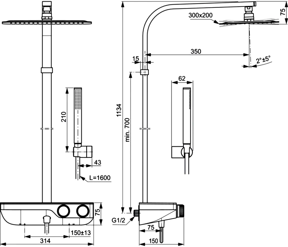 Душевая стойка Ideal Standard Ceratherm хром A7332AA - 6