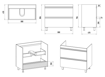 Тумба под раковину Misty Ингрид 90 белая глянцевая П-Инг-01090-012Я - 3