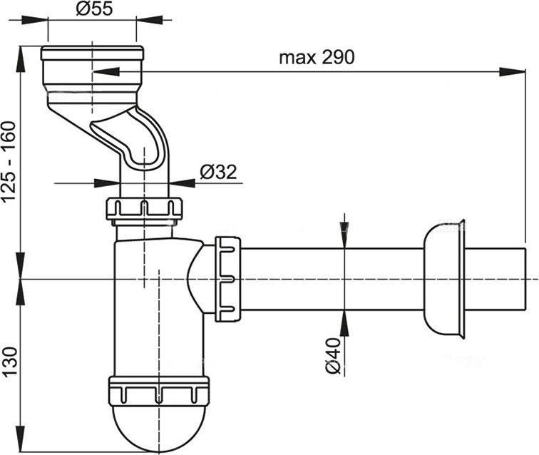 Сифон для писсуара AlcaPlast A45A - 1