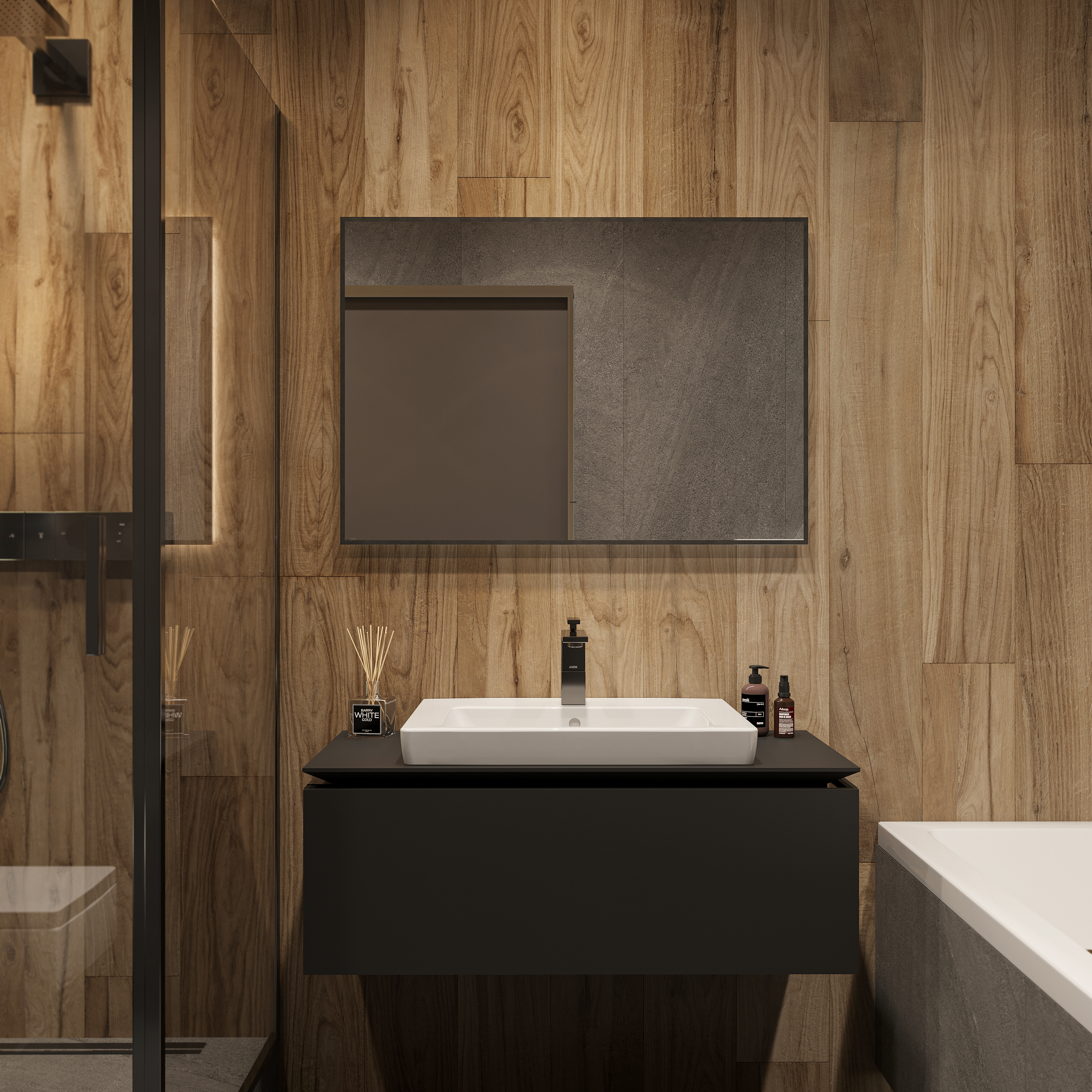 Зеркало DIWO Элиста 100 черное, с подсветкой, прямоугольное, в стиле лофт, инфракрасное управление ЗЛП1738 - 3