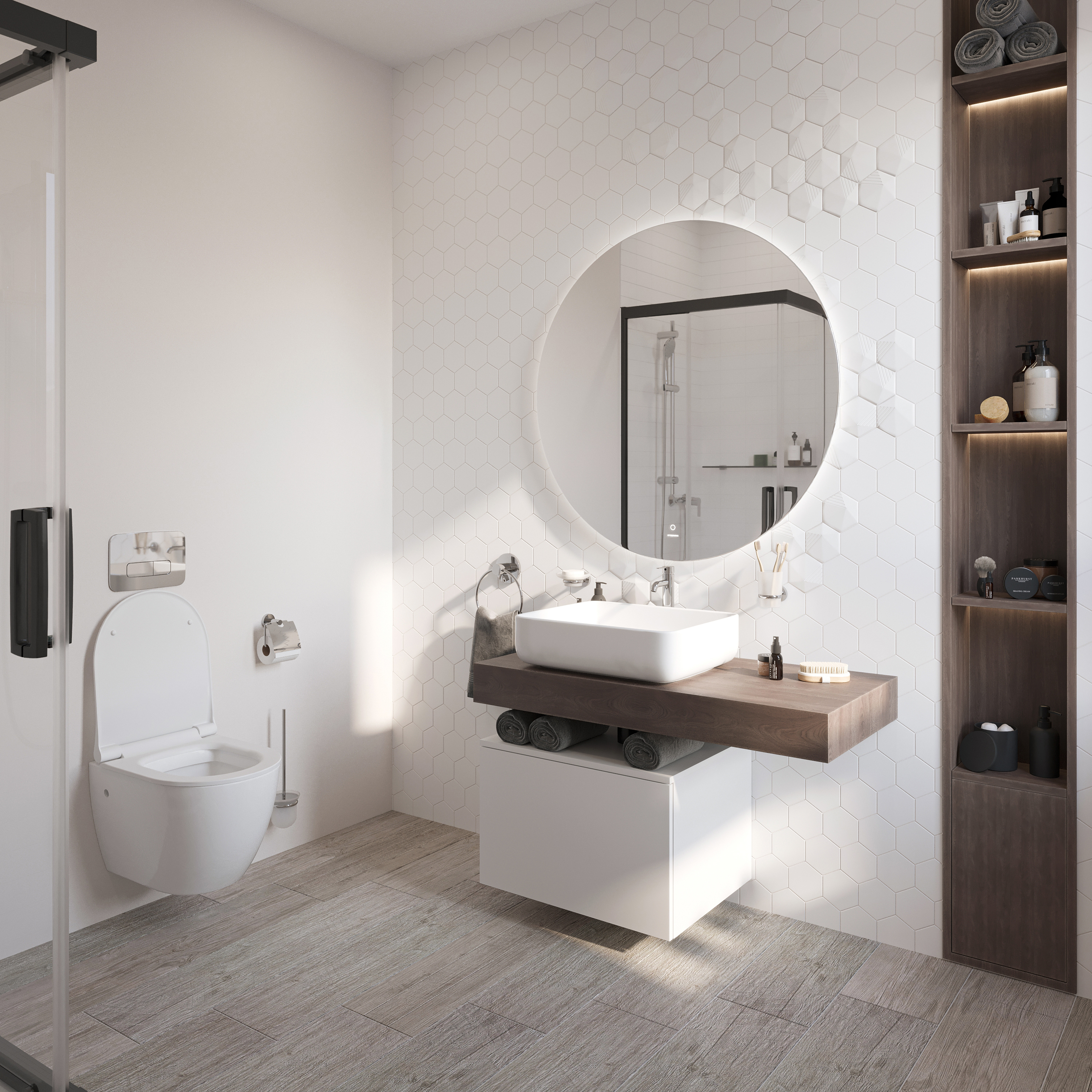 Столешница STWORKI Ольборг 100 дуб карпентер, без отверстий, с тумбой 60, с раковиной STWORKI Soul 1 белой 489323 - 2