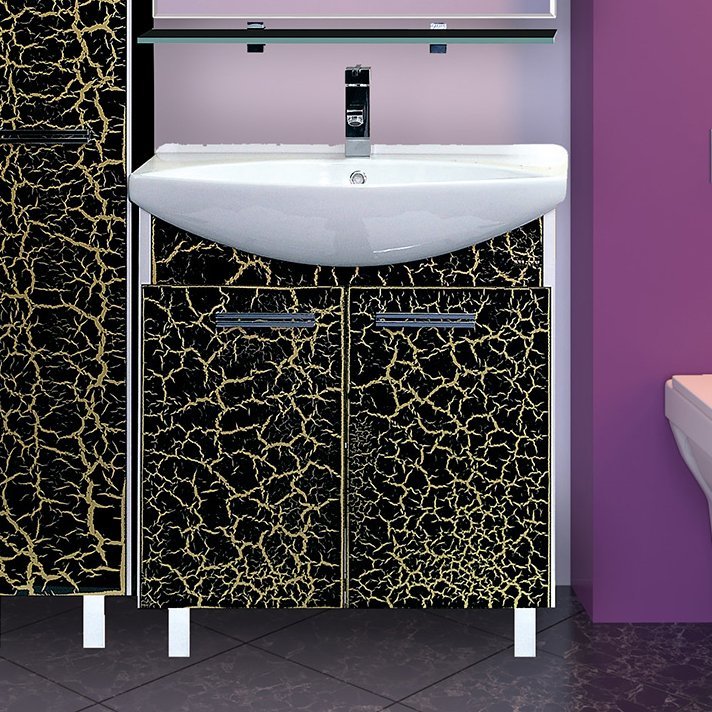 Тумба для комплекта Misty Джулия 85 прямая, черная краколет, с сифоном Л-Джу01085-0210Пр - 0